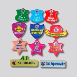 School-Multicolor Acrylic Badges